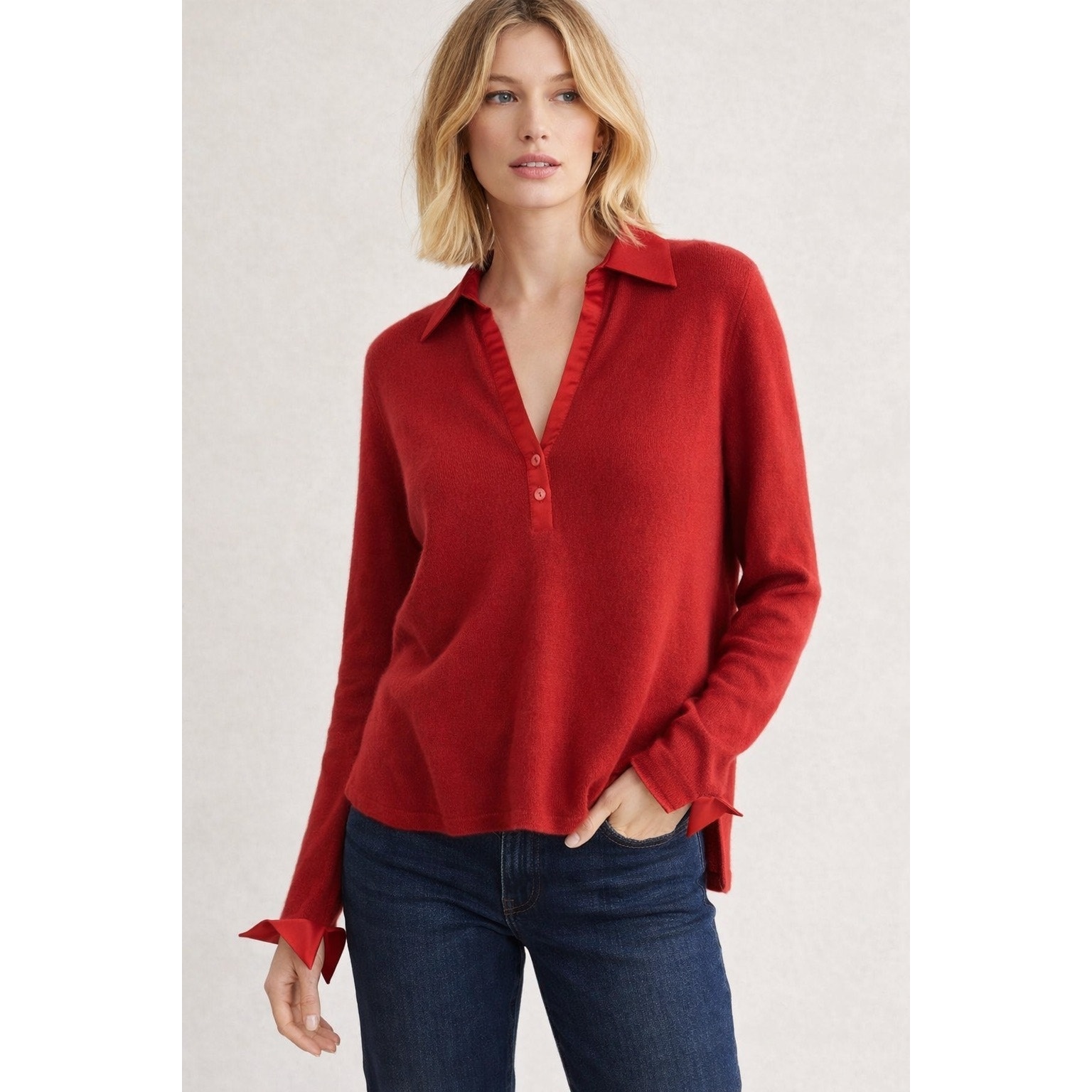 Kinross Cashmere Sweater Holiday Red Size Xl Nwot $325